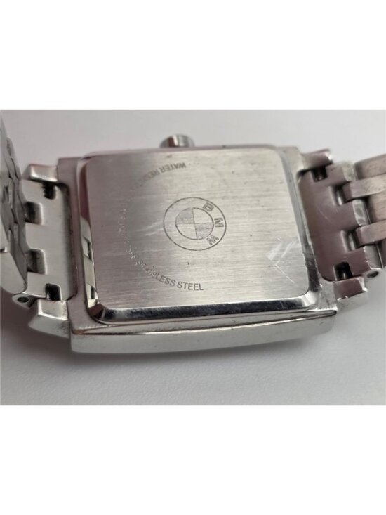 BMW Logo Rectangular Stainless Steel Bracelet Watch 5.5 In Wrist Silver Quartz main image 5